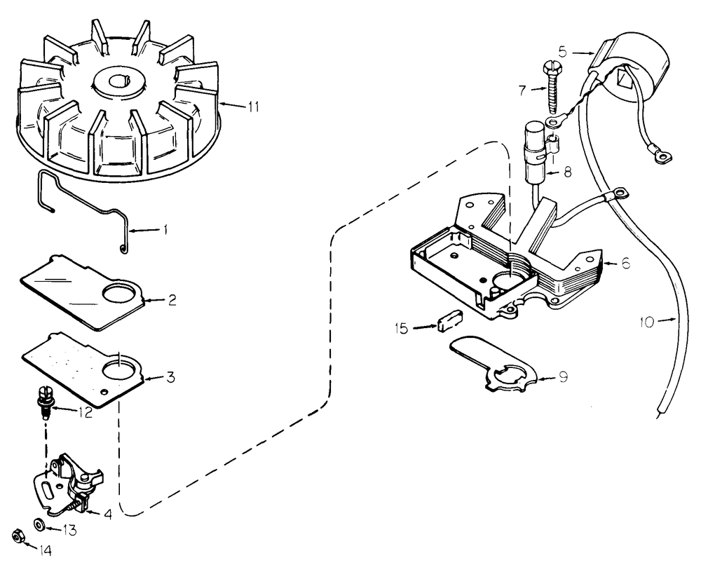Magneto Assy (W/Id No. 3080010u009520) Diagram and Parts List for 3080010U008001 (3080010U017296)(1976 & 1983) Cub Cadet Snow Blower